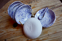 Load image into Gallery viewer, Wood Grain/Blue Splatter Bowl
